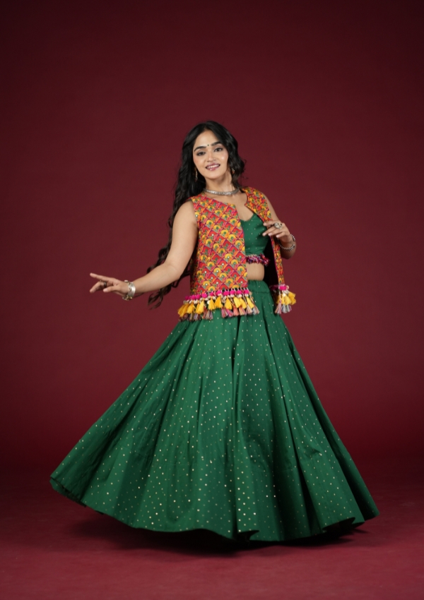 Dark Green Kutchi Chaniya Choli